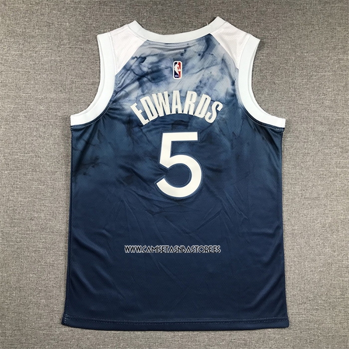 Anthony Edwards NO 5 Camiseta Nino Minnesota Timberwolves Ciudad 2023-24 Azul